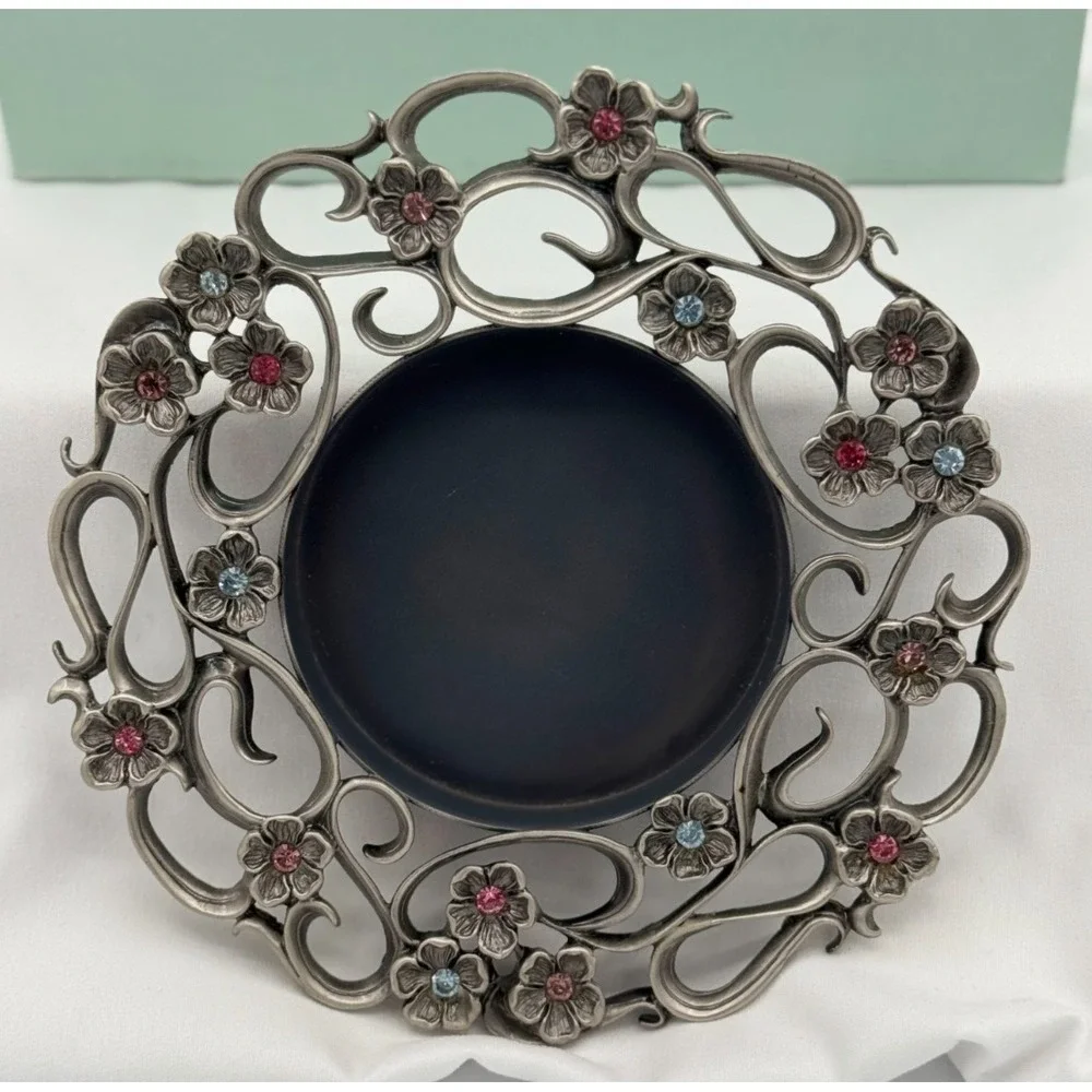 Partylite P7474 Jewell Pillar Candle Holder - NEW Open Box - Metal - Floral